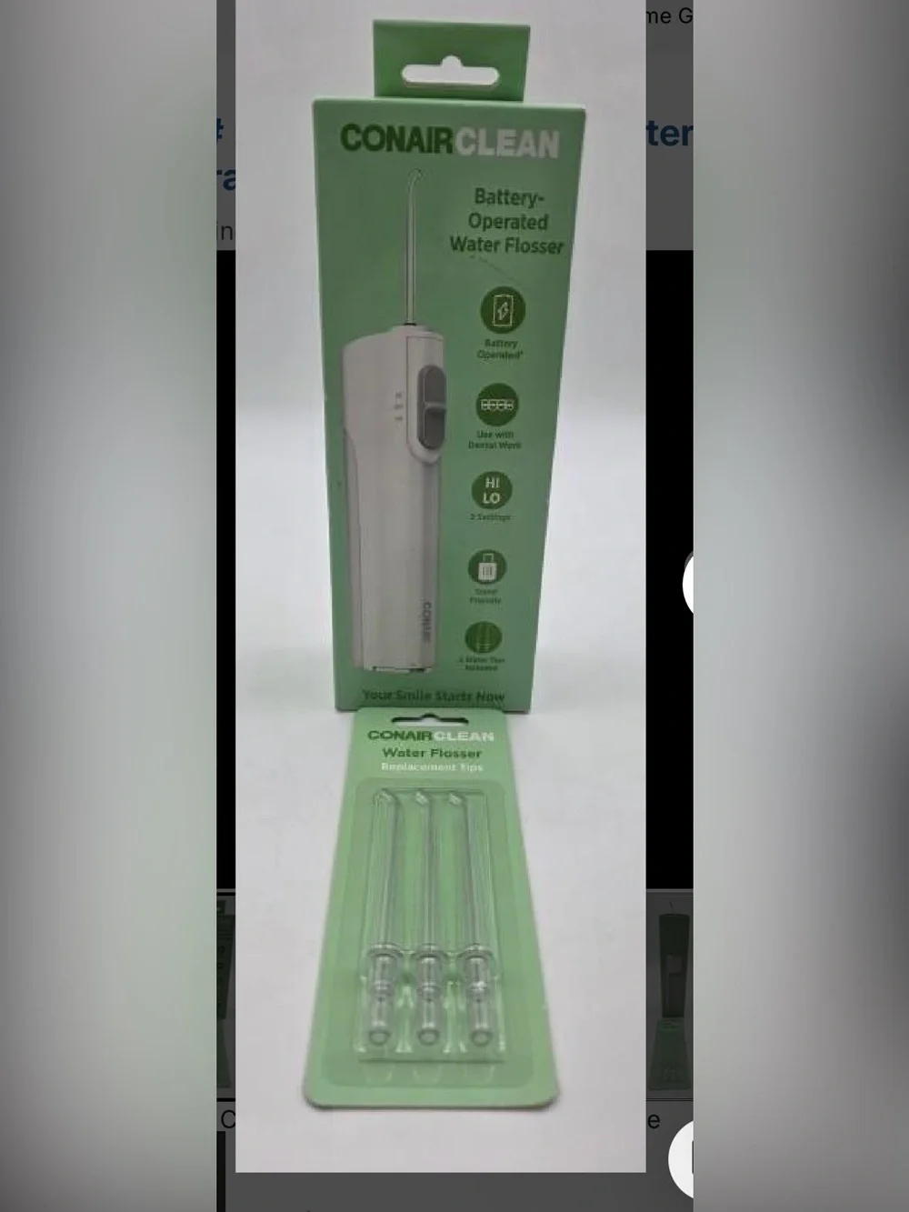 Conair Clean Battery Operated Water Flosser w/ 3 Replacement Tips NIB